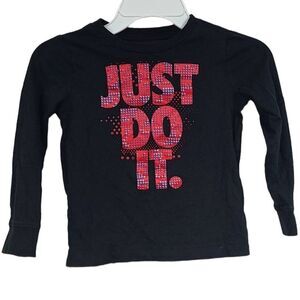 Nike Tee Just Do It Black T-shirt 4T Toddler 4 Boys Casual Knit Long Sleeve Top